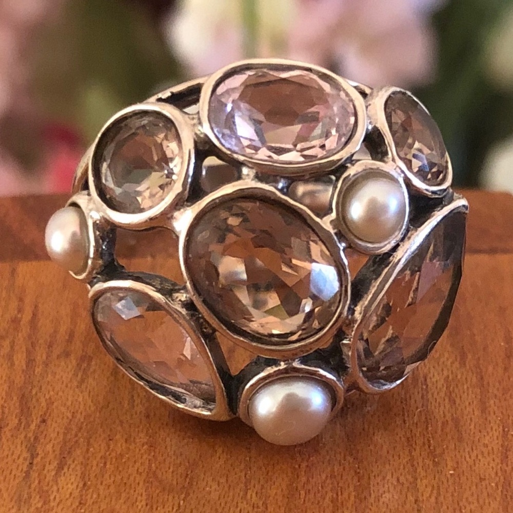 Silpada Sterling Silver, Pearl & Glass Sweet Embrace Ring R2442 Size 7 - Picture 4 of 10